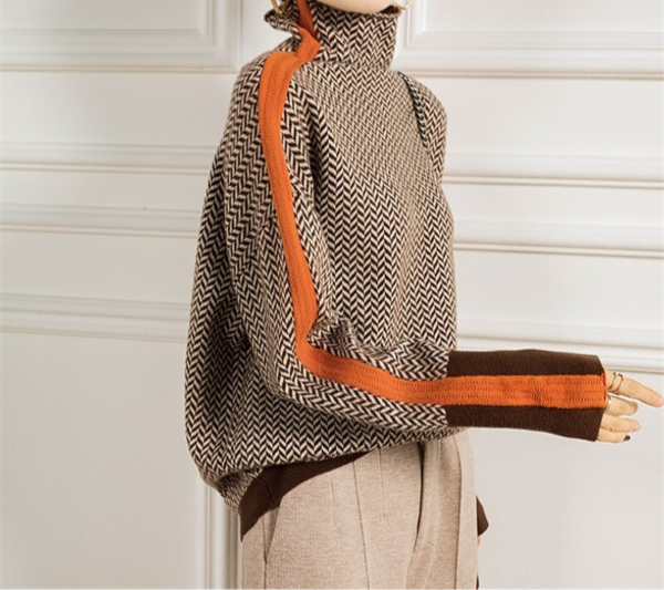 Eleanor | Suéter de Cuello Alto de Pata de Gallo Luxe
