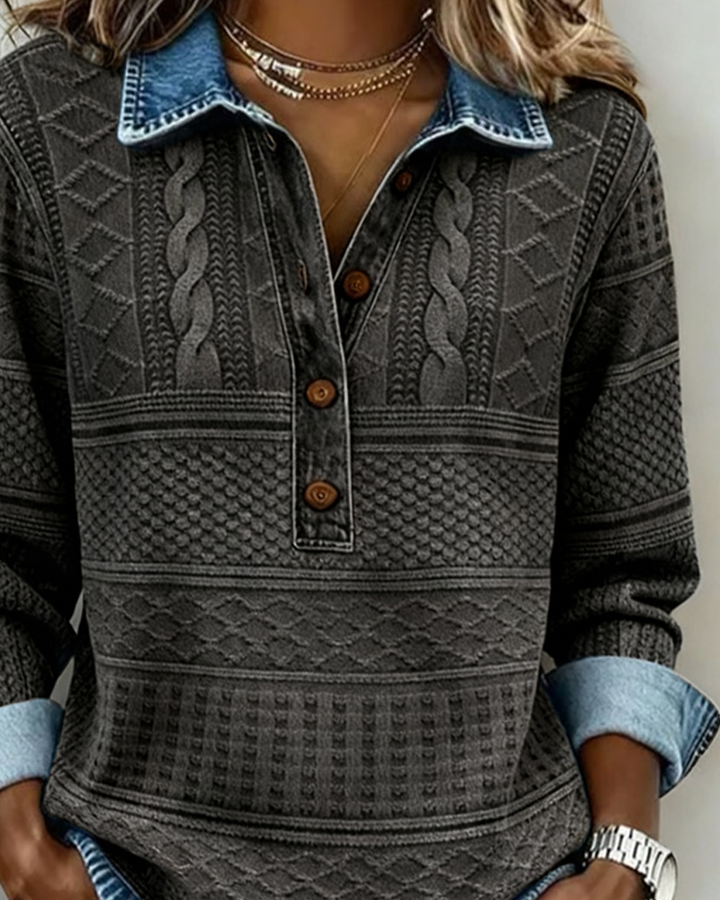 Dolores | Sudadera Moderna con Medio Botón y Cuello