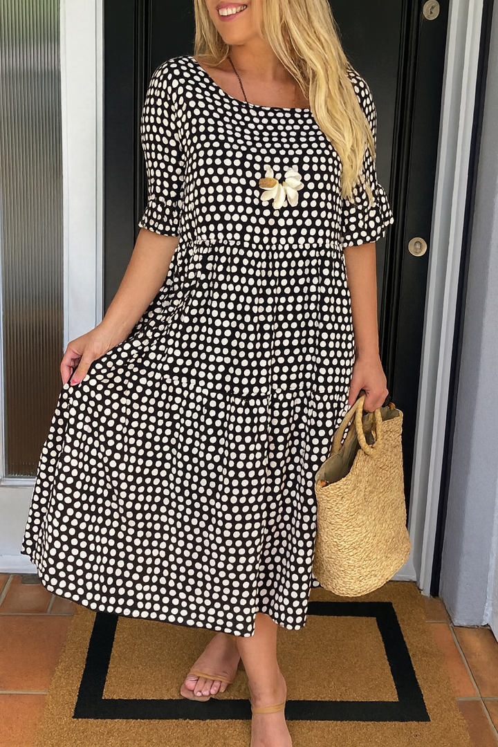 Ana| Vestido Midi de Manga Corta
