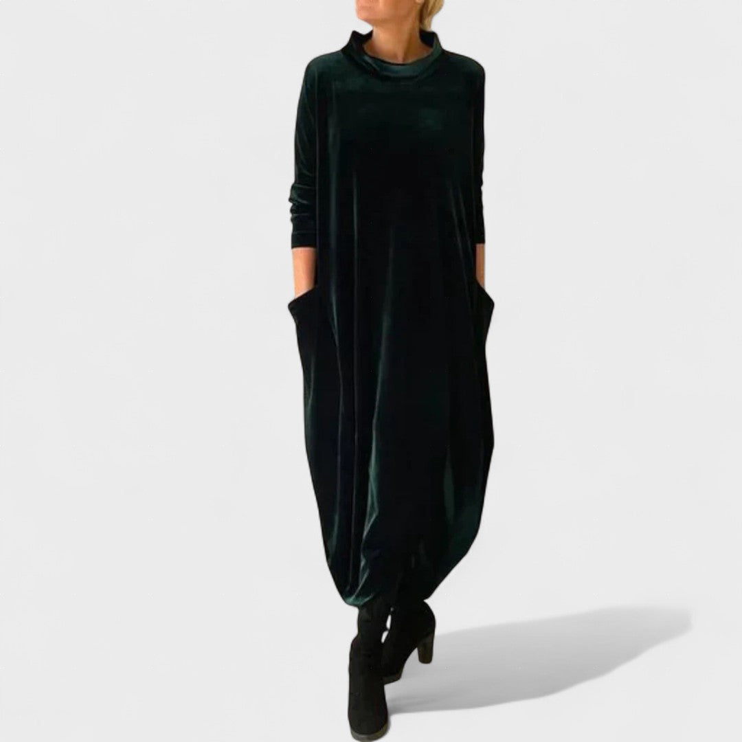 Zoe | Elegante Vestido de Terciopelo con Bolsillos
