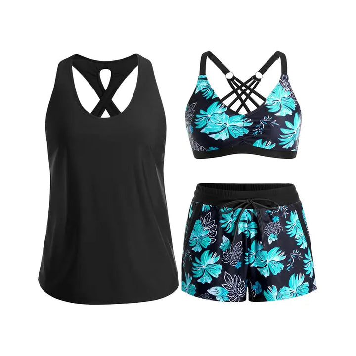Isabel | CONJUNTO DE TANKINI DE TRES PIEZAS DEPORTIVO CON BOLSILLOS