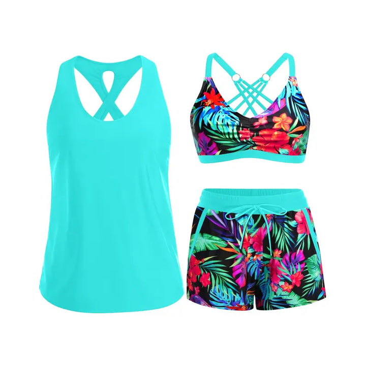 Isabel | CONJUNTO DE TANKINI DE TRES PIEZAS DEPORTIVO CON BOLSILLOS