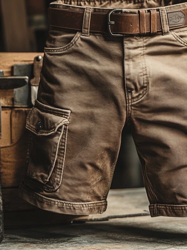 Íñigo | Pantalones cortos cargo retro con múltiples bolsillos