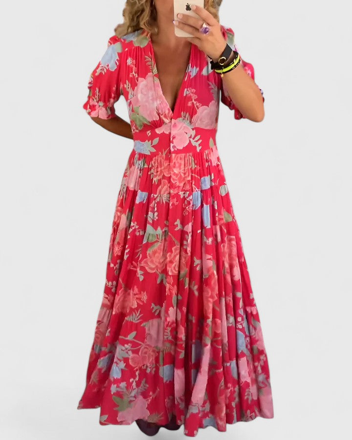 Julia | Vestido Elegante Floral con Escote en V