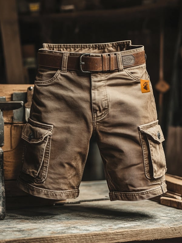 Íñigo | Pantalones cortos cargo retro con múltiples bolsillos
