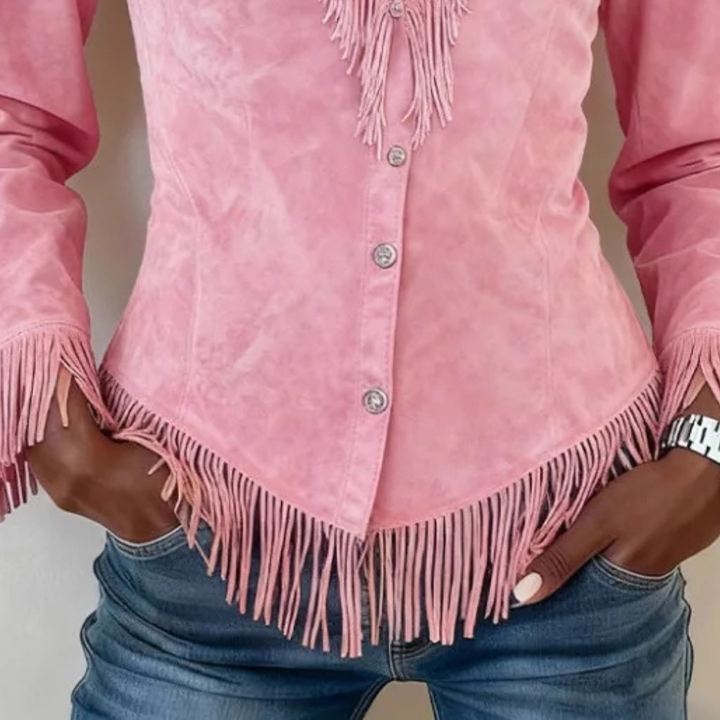 Lucía│ Blusa de Ante con Botones y Flecos