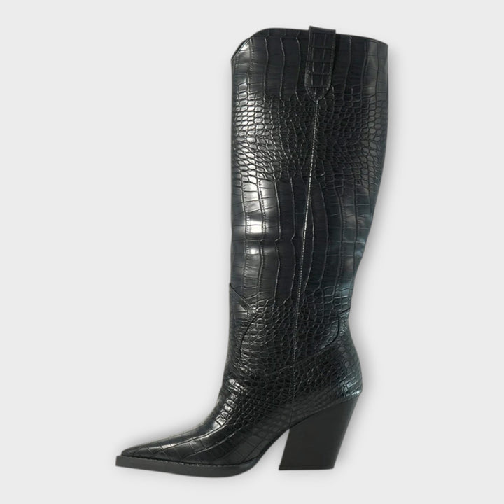 Camila | Botas Con Diseño Croco Y Tacón Elegante Diario