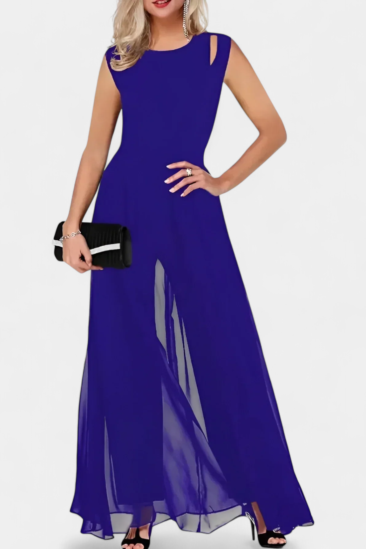 Nadia Mono Elegante sin Mangas con Transparencia Frontal