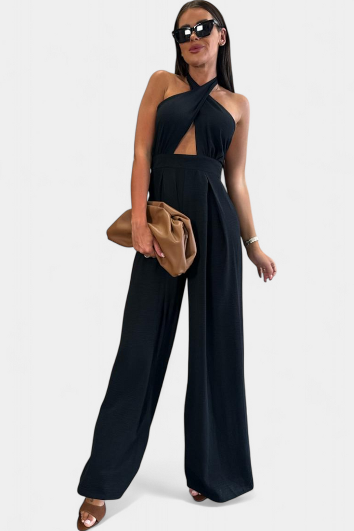 Jessica Mono Halter Cruzado sin Espalda y Pierna Ancha