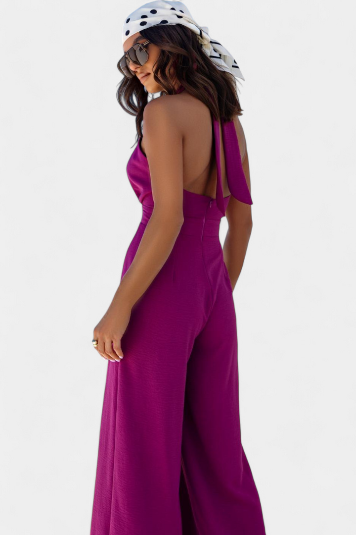 Jessica Mono Halter Cruzado sin Espalda y Pierna Ancha