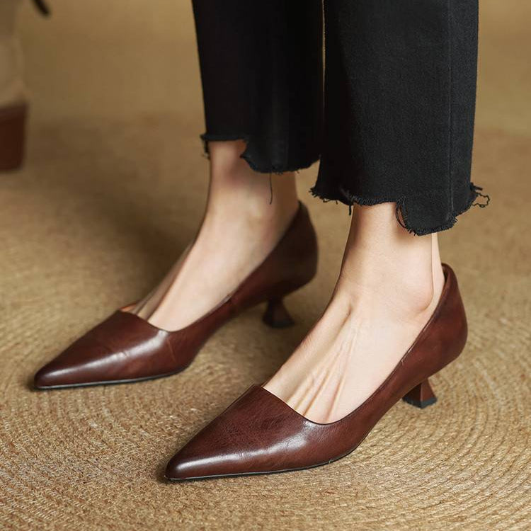 Anok Tacones Altos de Cuero Auténtico