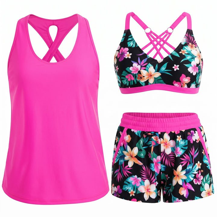 Isabel | CONJUNTO DE TANKINI DE TRES PIEZAS DEPORTIVO CON BOLSILLOS