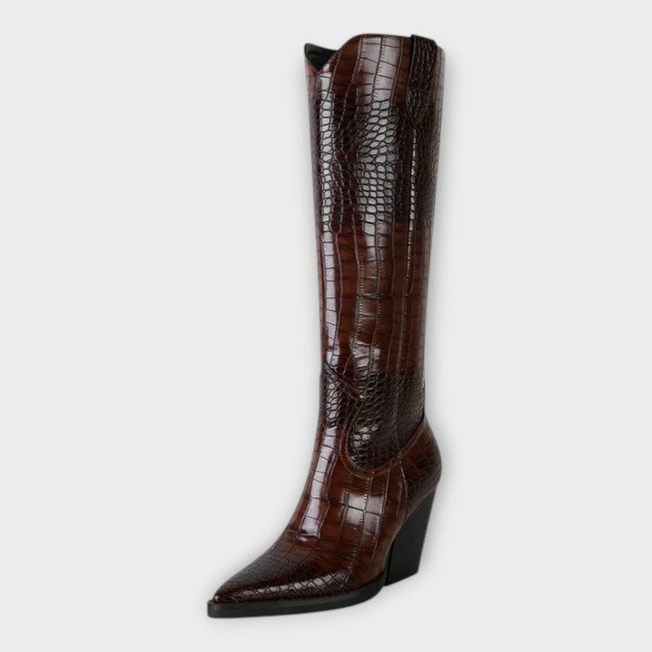 Camila | Botas Con Diseño Croco Y Tacón Elegante Diario
