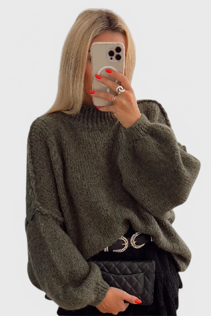 Cassia Jersey de Punto Oversized con Mangas Globo