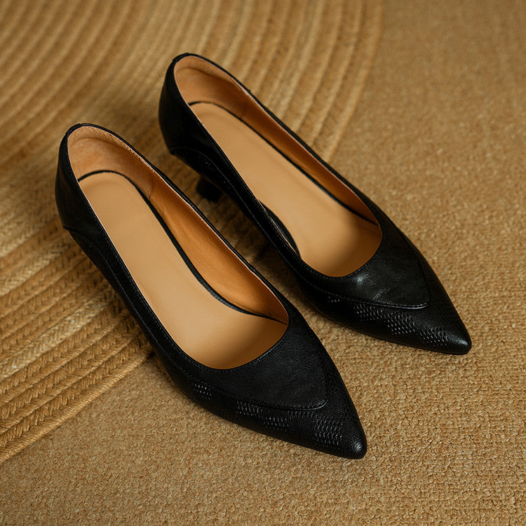 Zapatos de Tacón Alto de Cuero Auténtico Belle