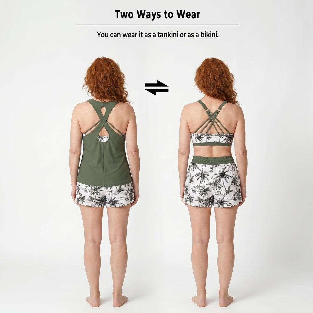 Isabel | CONJUNTO DE TANKINI DE TRES PIEZAS DEPORTIVO CON BOLSILLOS