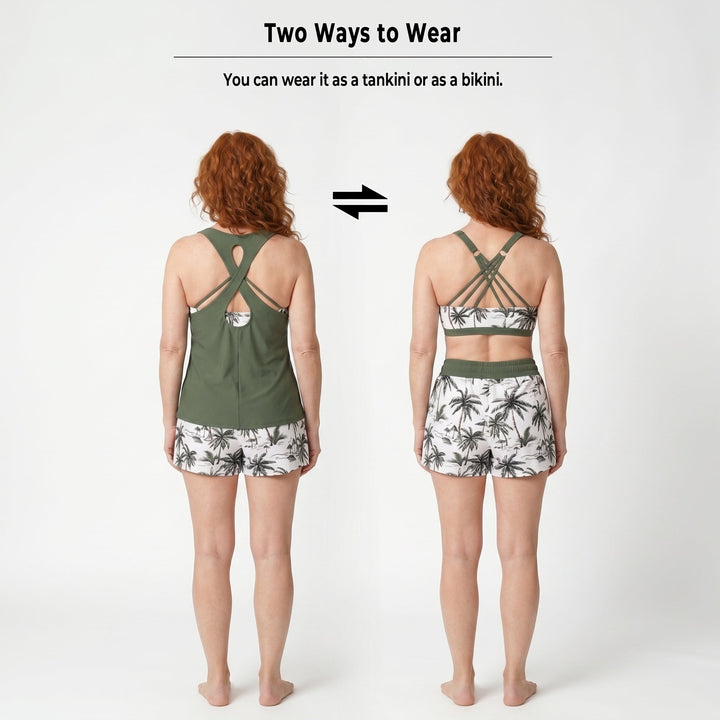 Isabel | CONJUNTO DE TANKINI DE TRES PIEZAS DEPORTIVO CON BOLSILLOS