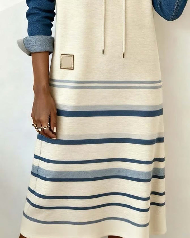 Camila | Vestido con Capucha a Rayas y Mezcla de Colores