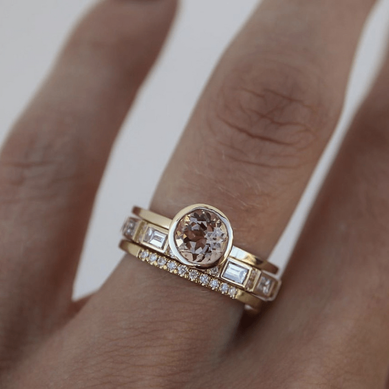 Skok - Conjunto de anillos con cristal y oro